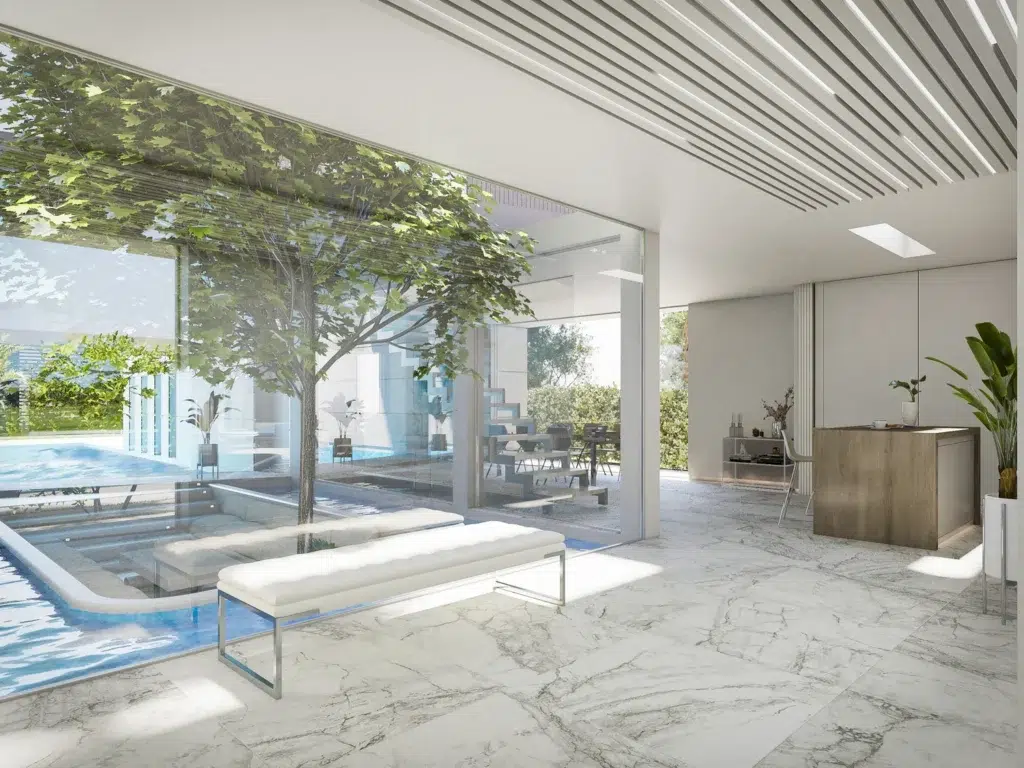 Contemporary villa with a lit pool, a dream home for anyone buying property in Spain.