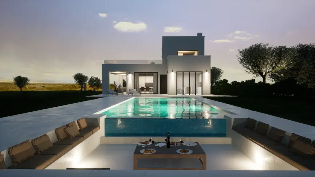 Modern villa with an elevated pool, a premium option for those exploring property in Spain