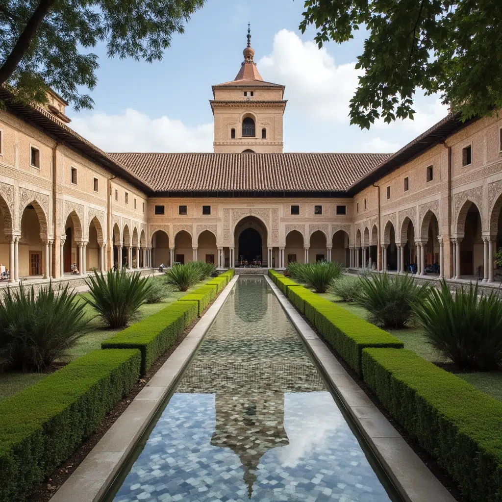 Interior gardens of the Alhambra in Granada.