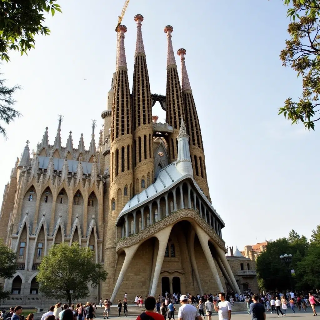 Main facade of La Sagrada Familia in Barcelona.

