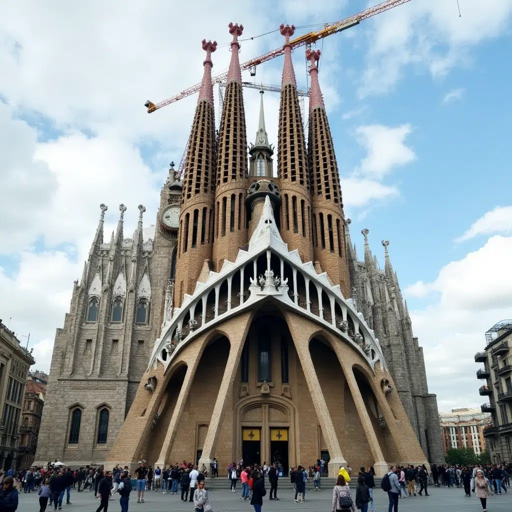 Main facade of La Sagrada Familia in Barcelona.

