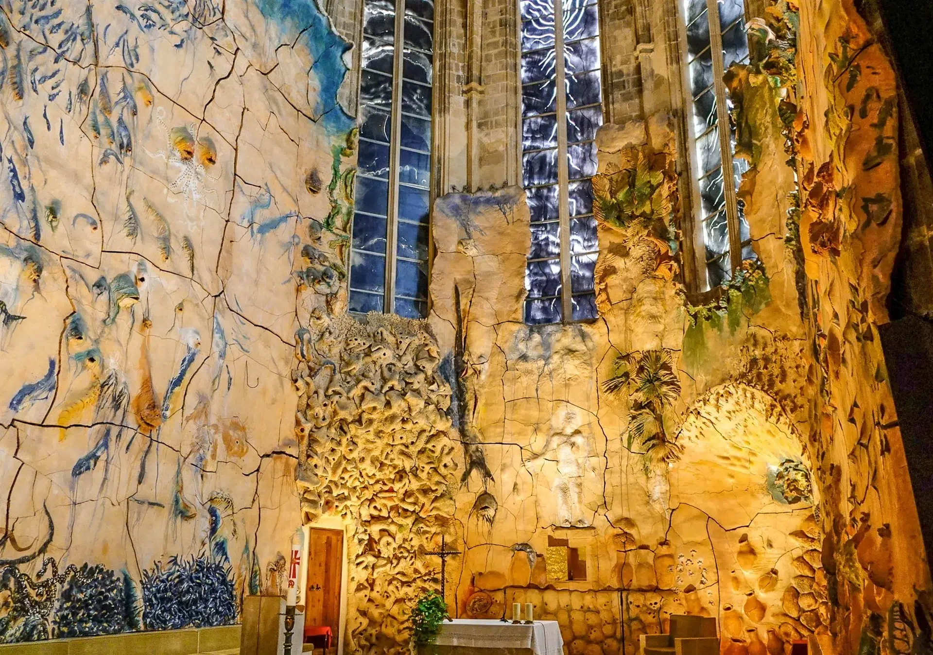 Spanish Architectural Diversity: How Different Spanish Regions Express Design 8 Interior of Miquel Barceló's chapel in Mallorca Cathedral, a striking example of Spanish architectural diversity blending contemporary art and Gothic heritage.