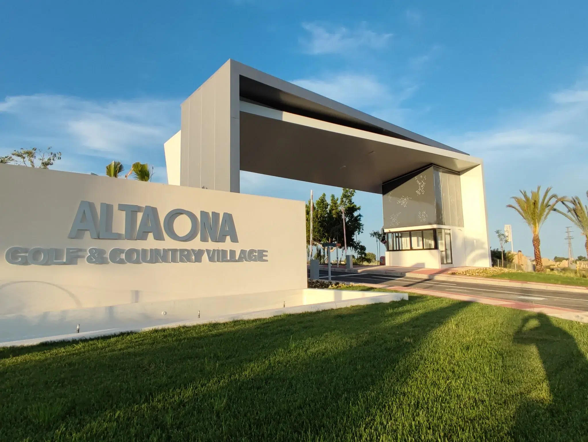 Modern entrance to a luxury new housing residential area in Murcia
