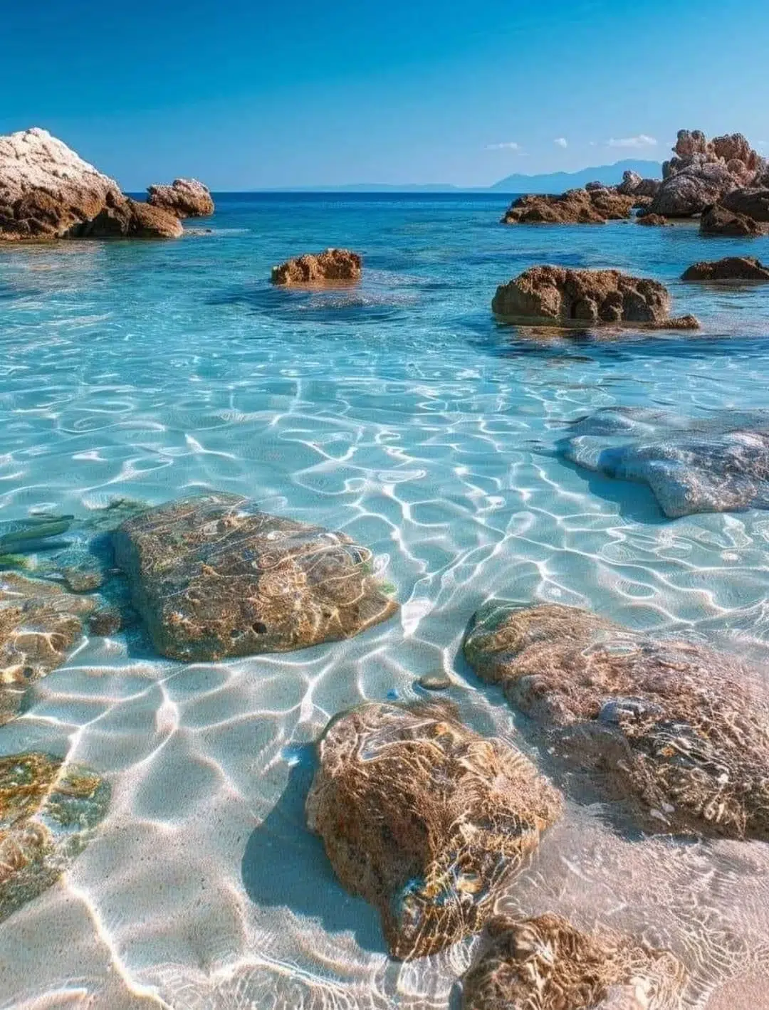 Crystal-clear waters and rocky coast in Cabo de Palos, close to Murcia's rural districts
