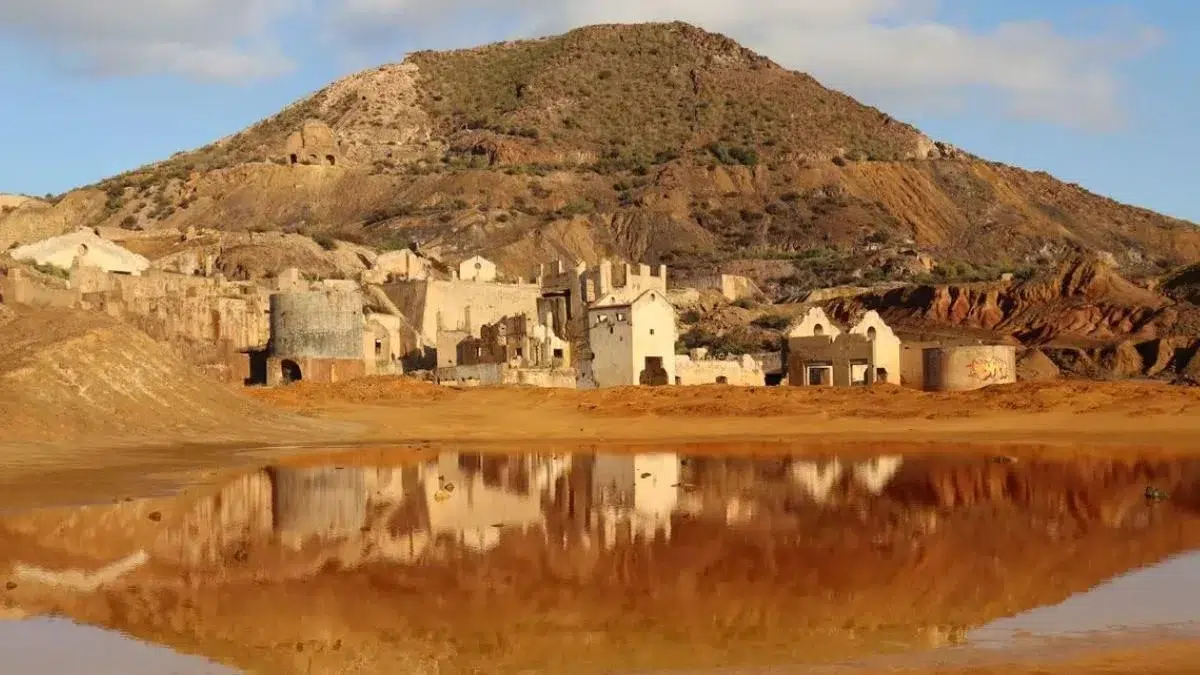 Old mines and reddish waters in Mazarrón, cultural landscape near Murcia's rural districts
