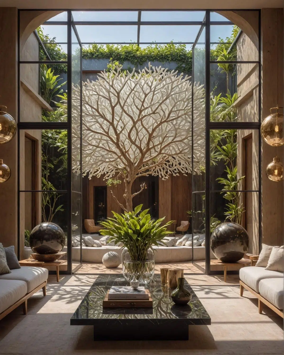 Contemporary courtyard design inspired by bioclimatic architecture
