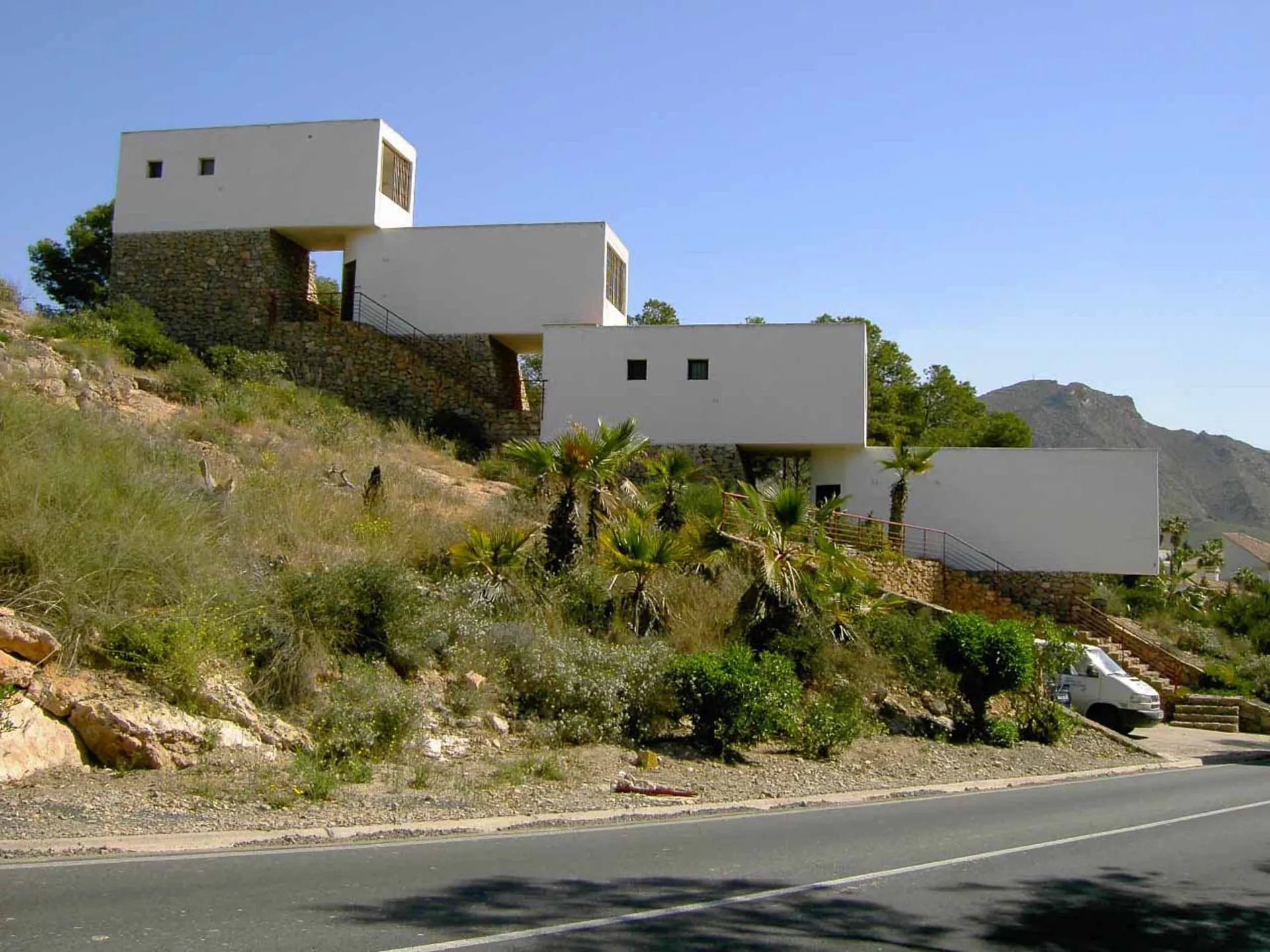 Contemporary architecture adapted to mountain slope