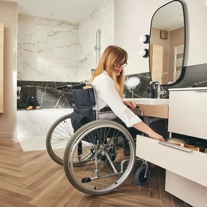 Fully adapted bathroom in accessible housing