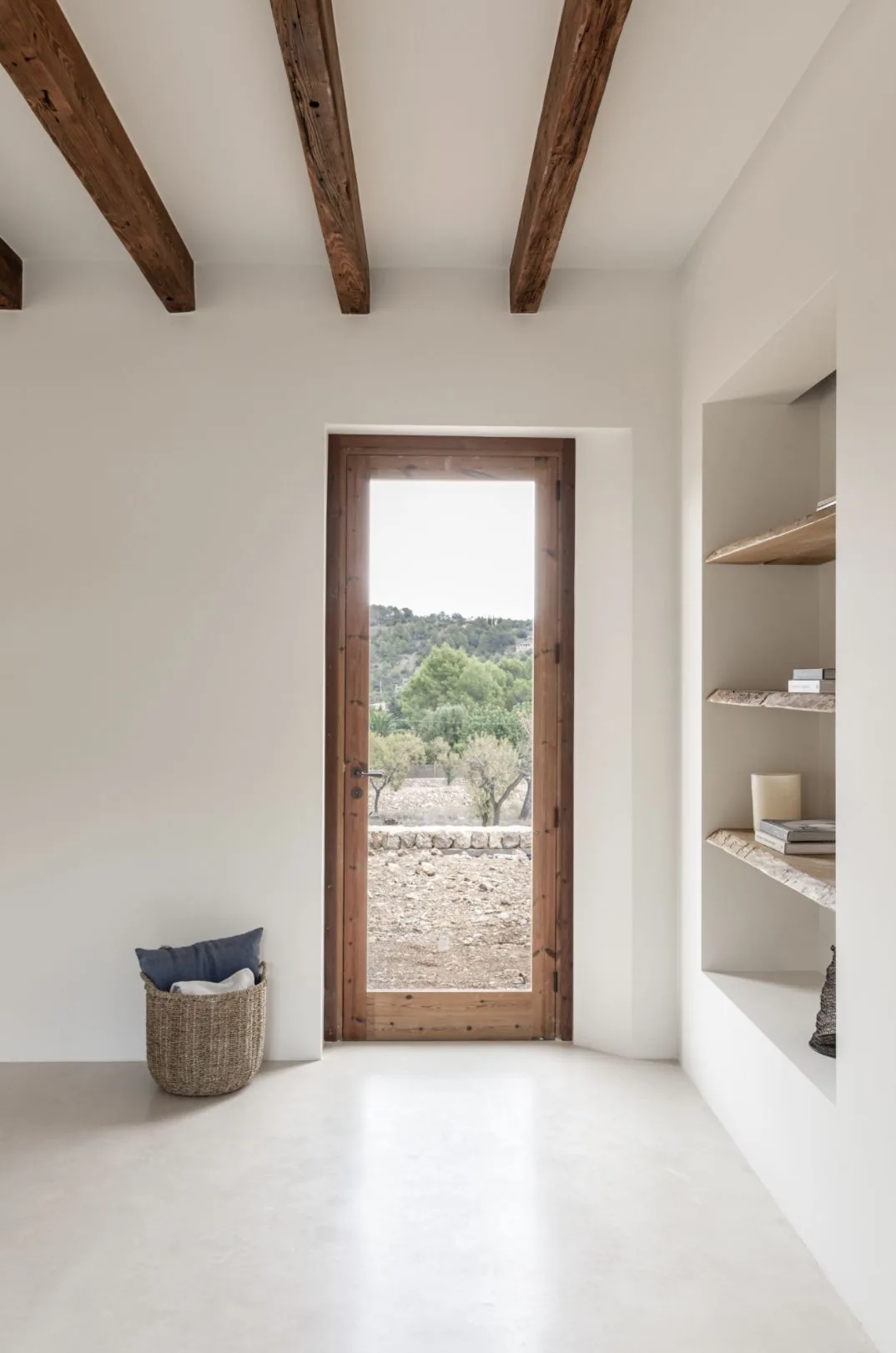 Minimal interior with timber beams and rural views to renovate or build from scratch.